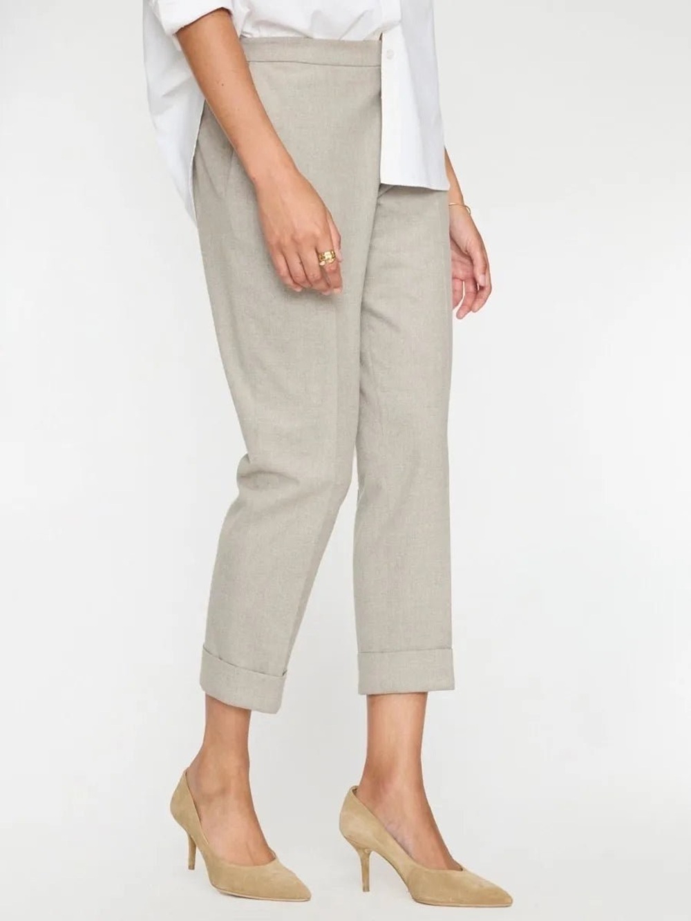 Brochu Walker Westport Pull-On Cuffed Ankle Pants Med gray melange preppy chic